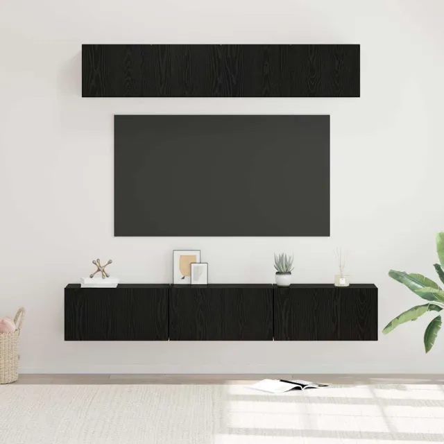 vidaXL Tv-meubelset 5 st Zwart Eiken Bewerkt hout, foto 2