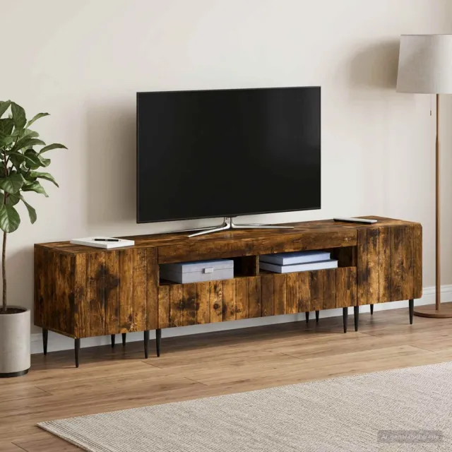 vidaXL 3-delige LED TV-kast ZWOLLE Gerookt eiken Bewerkt hout Bruin