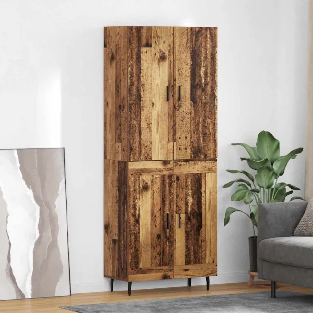 vidaXL Hoge kast 2 st Oud Hout 69,5 x 34 x 180 cm Bewerkt hout bruin, foto 2