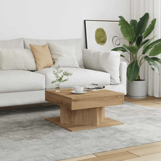 vidaXL Salontafel 55x55x30 cm bewerkt hout artisanaal eikenkleurig Bruin