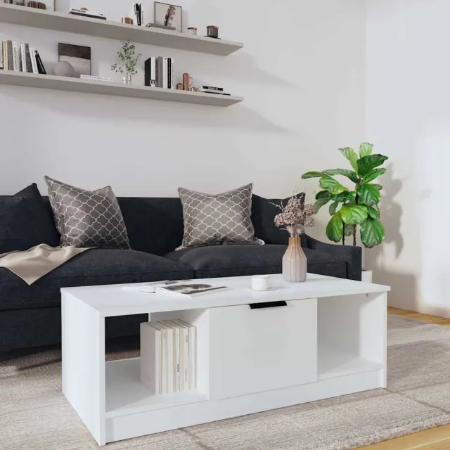 vidaXL Salontafel 102x50x36 cm bewerkt hout wit, foto 2