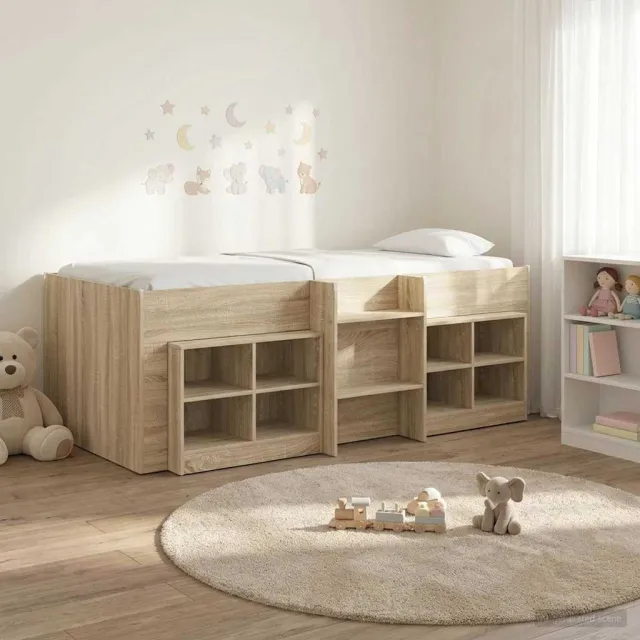 vidaXL Loft Bed Frame met Kast 3 st Sonoma Eiken Bewerkt hout Bruin