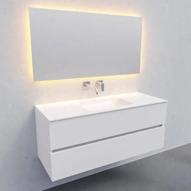 Boss & Wessing Badkamermeubel Solid Surface AQS Oslo 120x46 cm Midden Mat Wit Boss & Wessing