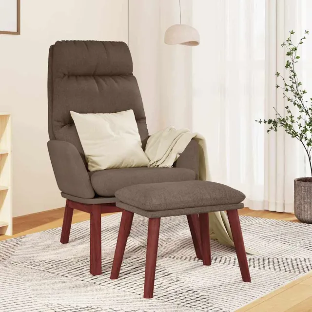 vidaXL Relaxstoel met voetenbank stof taupe