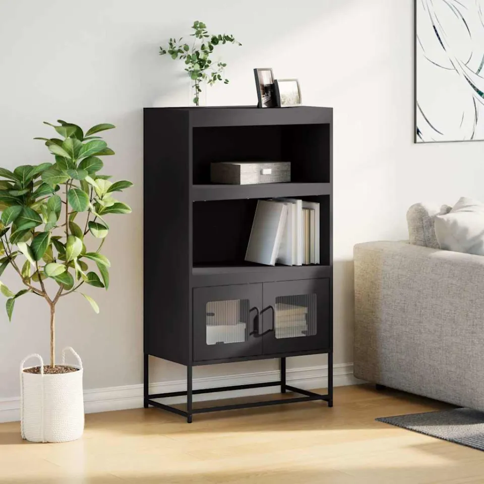 vidaXL Hoge kast 68x39x123 cm staal zwart, foto 4
