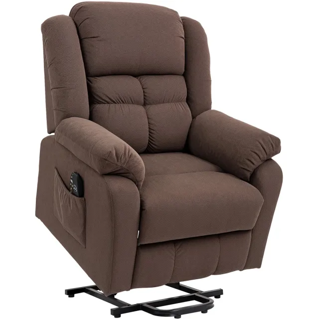 Homona Sta-opfauteuil - Met massagefunctie en lendenverwarming en USB-aansluiting - 92 x 102 x 104 cm - Donkerbruin