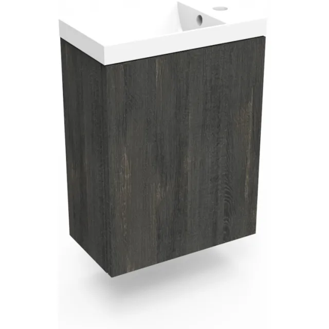 Arcqua Fonteinkast Dark Oak Arcqua Luna 40x55x28 cm Incl. Fontein Glans Wit Met Overloop