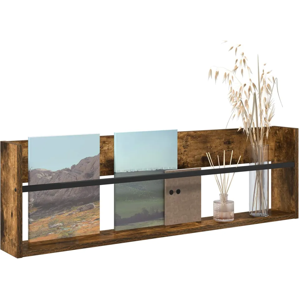 vidaXL Tijdschrift Rek Gerookt eiken 100 x 12 x 30 cm Bewerkt hout Bruin
