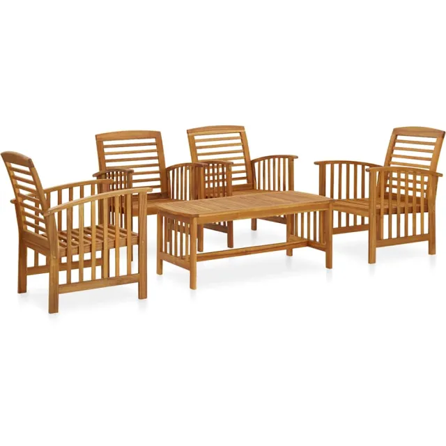 vidaXL 5-delige Loungeset massief acaciahout Bruin