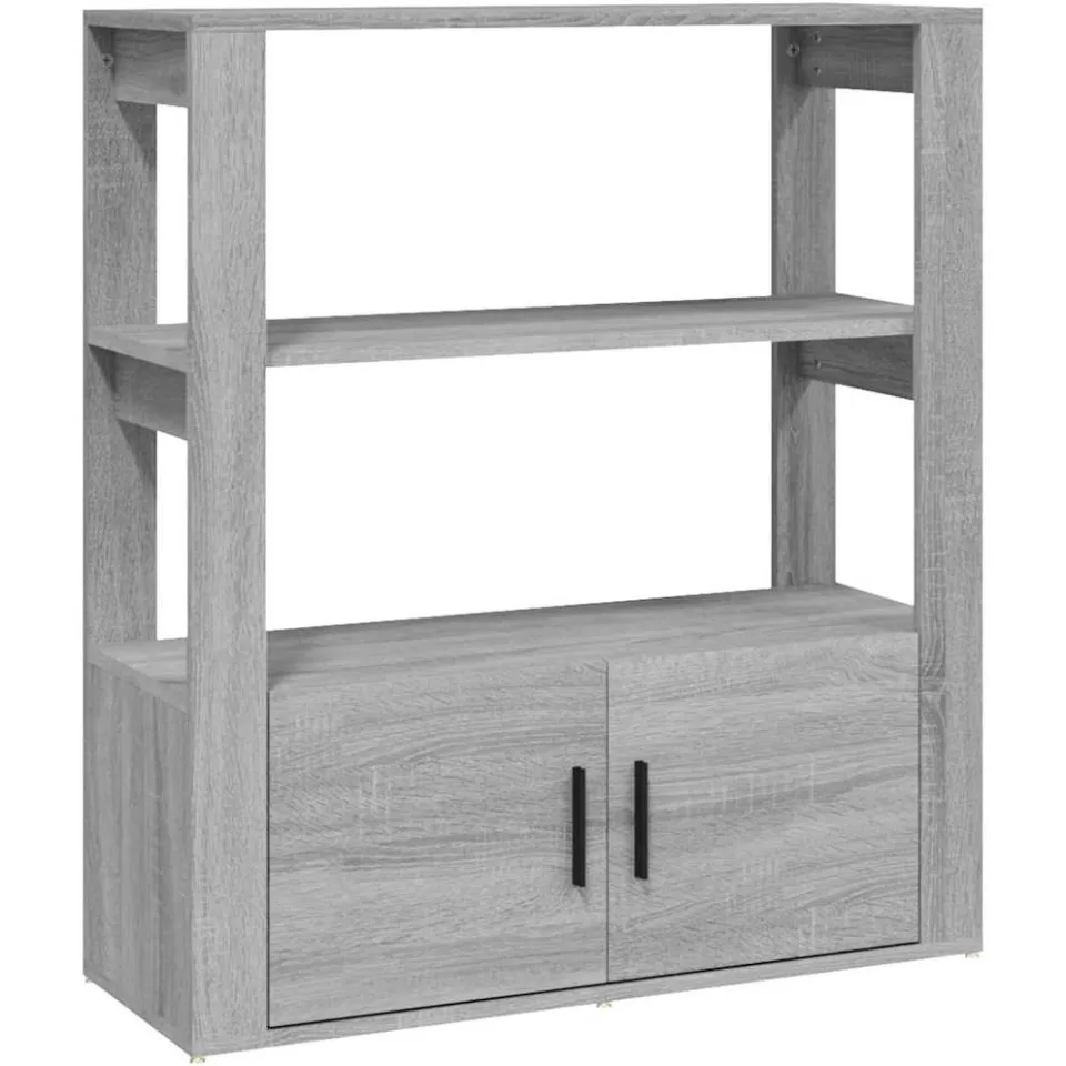 vidaXL Dressoir 80x30x90 cm bewerkt hout grijs sonoma eikenkleurig
