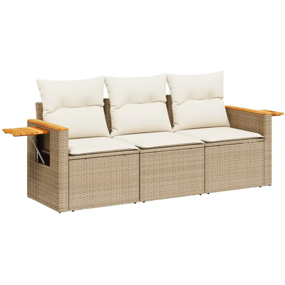vidaXL Patio Sofa Set 3-zits Beige and Cream, foto 3