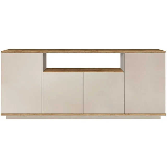 Vente-unique Buffetkast met 4 deurtjes en 1 plank - Beige en naturel - LOTULA Beige, Natuurlijk licht