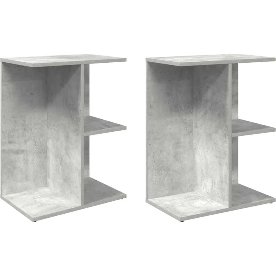 vidaXL Nachtkastjes 2 st 46,5x29x61 cm bewerkt hout betongrijs grijs, foto 3