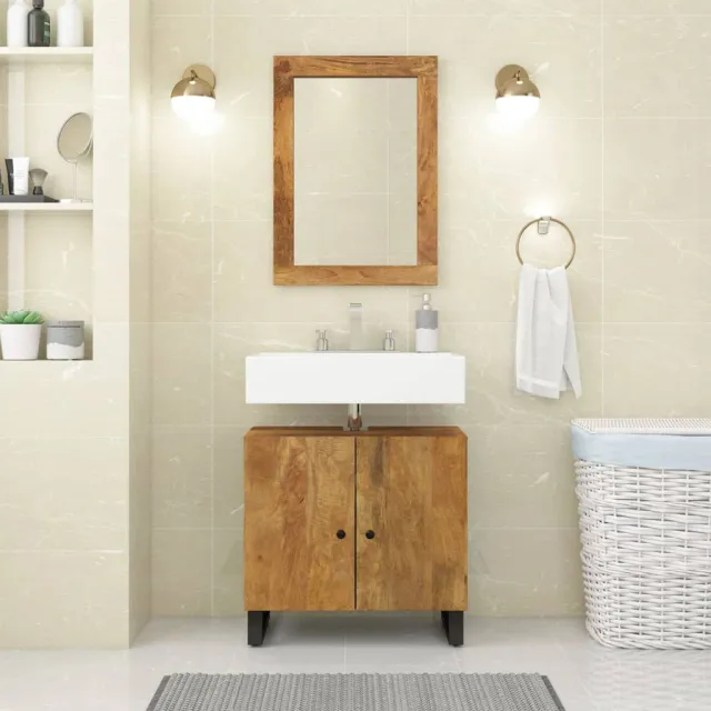 vidaXL Wastafelkast 62x33x58 cm massief mangohout en bewerkt hout bruin, foto 2