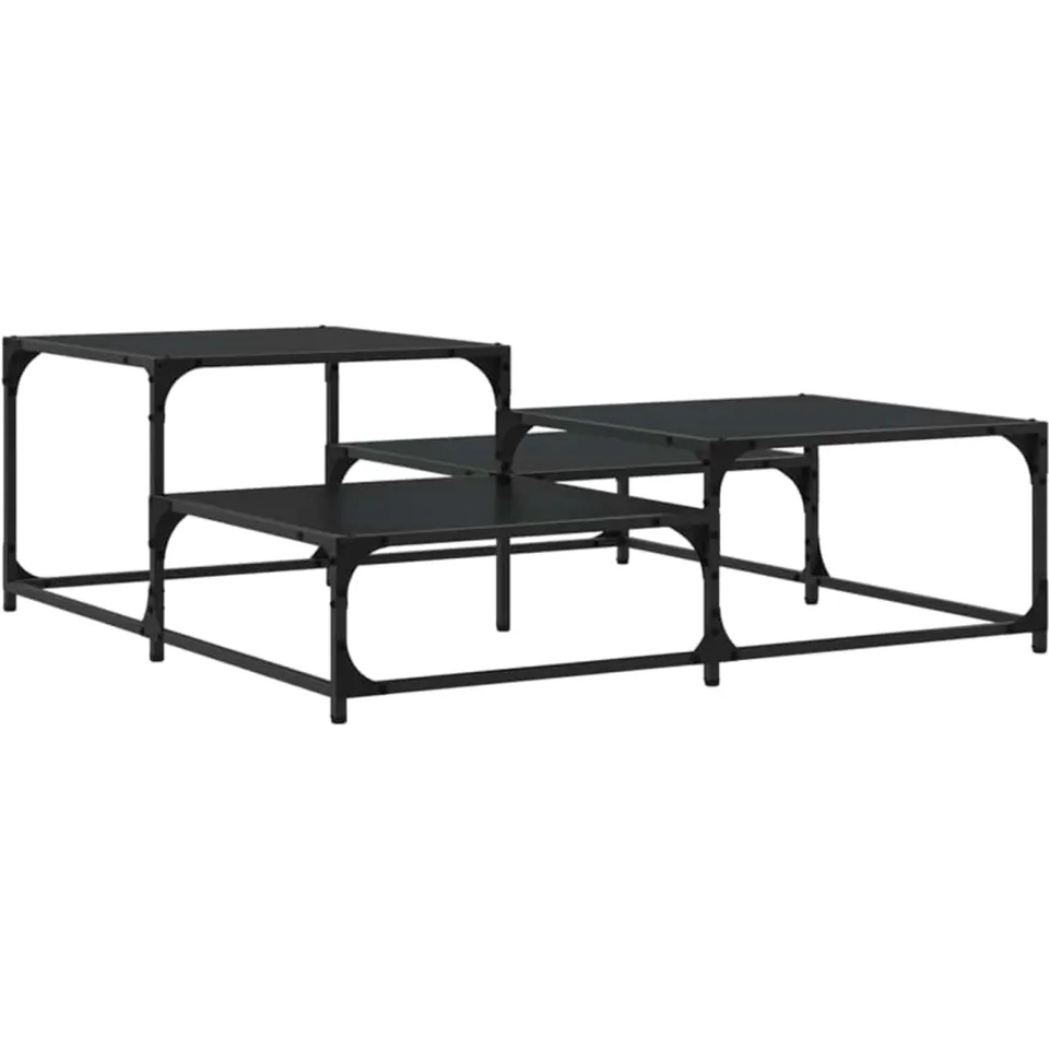 vidaXL Salontafel Zwart eiken 107 x 107 x 40 cm Bewerkt hout, foto 4