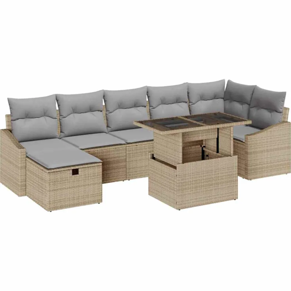 vidaXL Tuin Sofa Set 8 st poly rattan zwart, foto 4