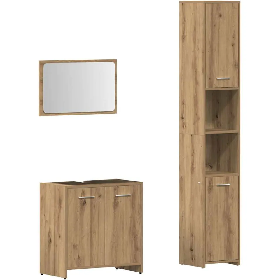 vidaXL 3-delige Badkamermeubelset bewerkt hout artisanaal eikenkleur, foto 3