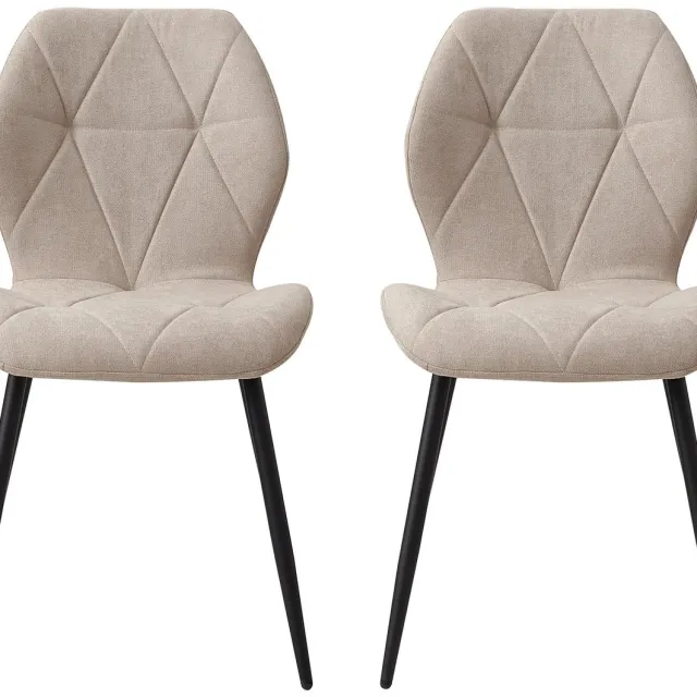 Brandistry Eetkamer Stoelen - Stoelen - Eetkamer - Set Van 2 - Moderne Eetkamerstoelen - Stalen Poten - 48x42x86 - Beige
