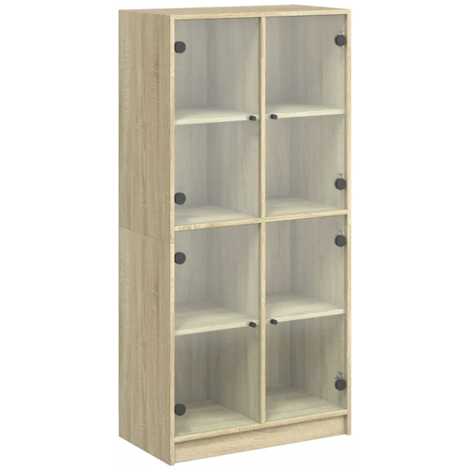 vidaXL Hoge kast met deuren 68x37x142 cm bewerkt hout sonoma eiken Bruin