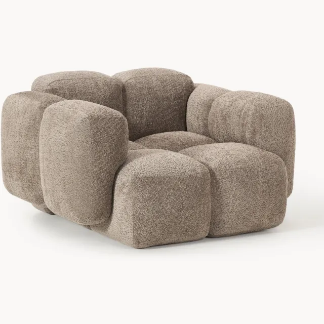 Westwing Collection Loungefauteuil Tayla van teddy bouclé Taupe