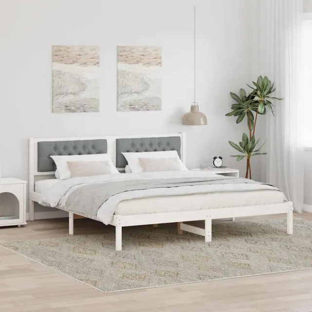 vidaXL Bedframe Lichtgrijs 160 x 200 cm Massief grenenhout Wit