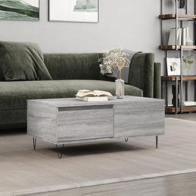vidaXL Salontafel 90x50x36,5 cm bewerkt hout grijs sonoma, foto 2