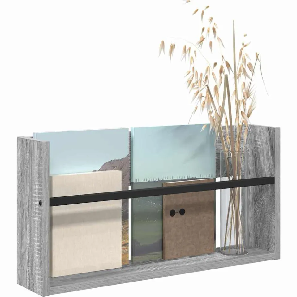 vidaXL Tijdschrift Rek Grijs Sonoma 60 x 12 x 30 cm Bewerkt hout