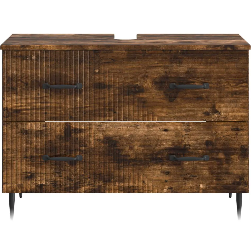 vidaXL Badkamer wastafelkast HAARLEM Gerookt eiken 82 x 41 x 58,5 cm, foto 4