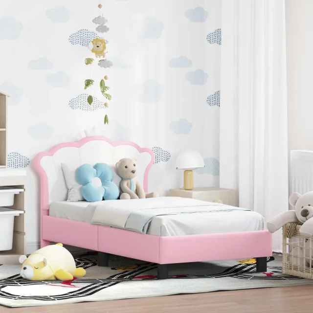 vidaXL Peuterbedframe met hoofdbord Roze 70 x 140 cm PU
