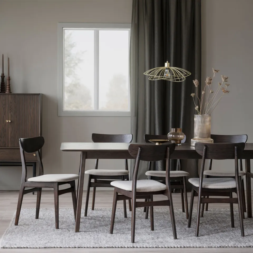 Rowico Home Rodham houten eetkamerstoel donker eiken - gestoffeerde zitting beige, foto 2