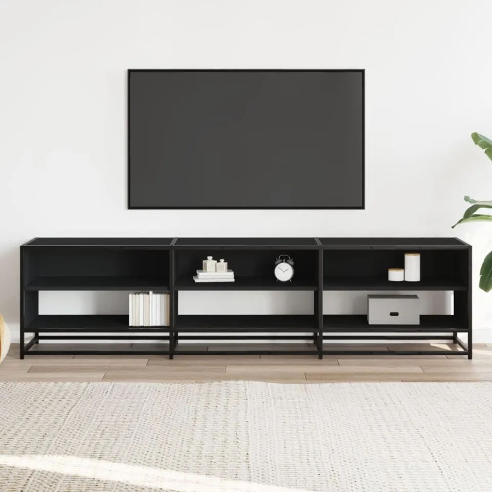 vidaXL Tv-meubel 180x40x46 cm bewerkt hout zwart, foto 2