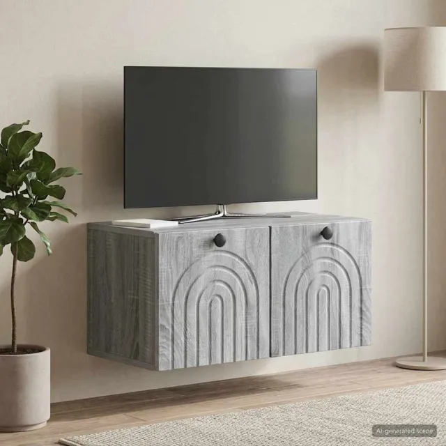 vidaXL Wandbeugel TV-kast Grijs sonoma 59,5 x 31 x 30 cm Bewerkt hout