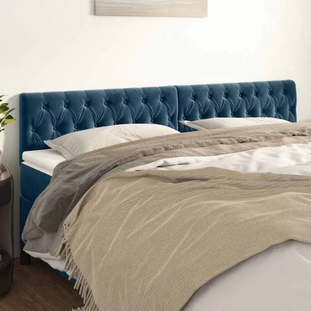 vidaXL Hoofdborden 200x7x78/88 cm fluweel donkerblauw