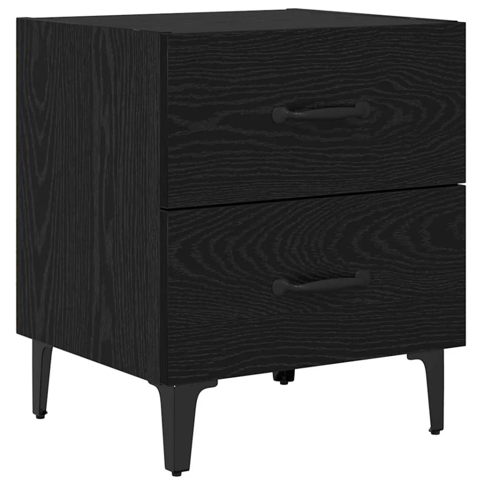 vidaXL Bed kast Zwart Eiken 40 x 35 x 47,5 cm Bewerkt hout, foto 3