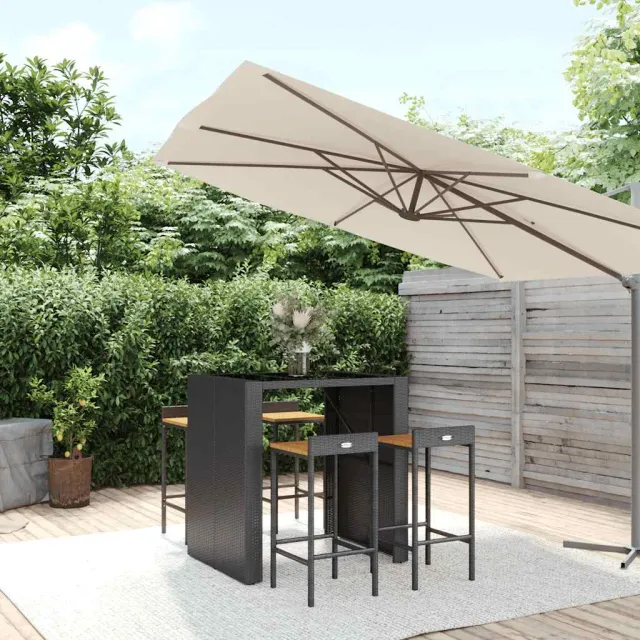 vidaXL 5-delige Tuinbarset poly rattan en massief acaciahout zwart, foto 2