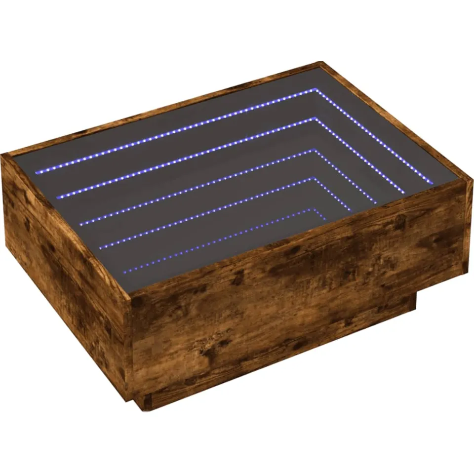 vidaXL Salontafel met LED 70x50x30 cm bewerkt hout gerookt eikenkleur Bruin
