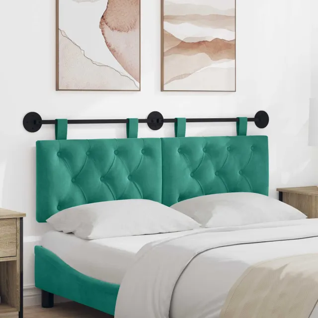 vidaXL Hangend hoofdbord Turquoise Fluweel