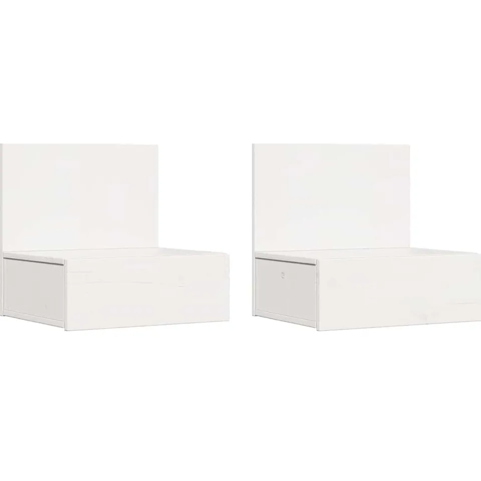 vidaXL Nachtkastje 2 st Wit 42 x 32,5 x 40 cm Massief grenenhout, foto 3