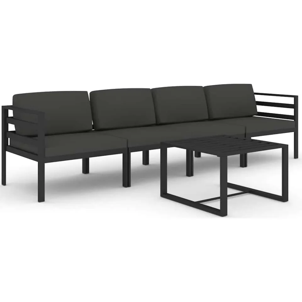 vidaXL 5-delige Loungeset met kussens aluminium antracietkleurig Anthraciet