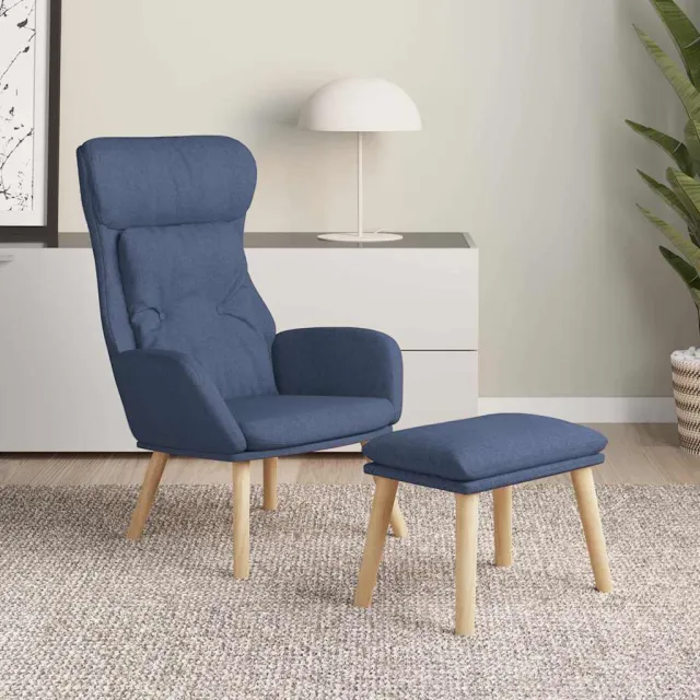 vidaXL Relaxstoel met voetenbank stof blauw