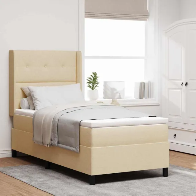 vidaXL Boxspringbed met kussen met hoofdeinde Crème 200 x 100 cm Stof