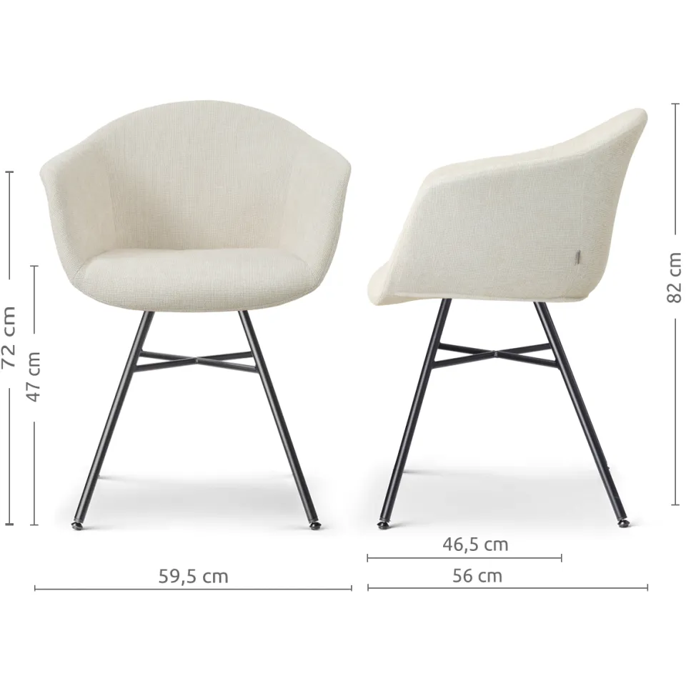 Nolon Noa-Otis eetkamerstoel cottonbeige - zwart onderstel, foto 3