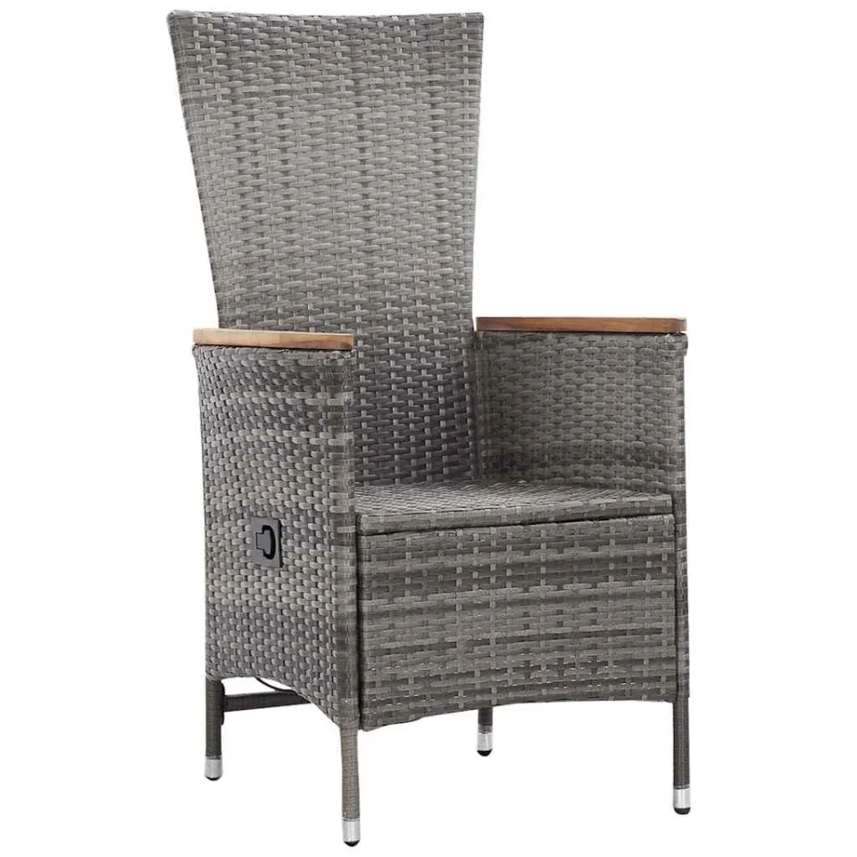 vidaXL 3-delige Loungeset met kussens poly rattan grijs