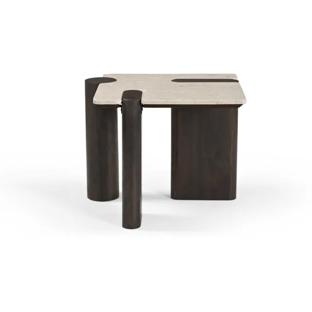 Starfurn Bijzettafel Maeve - Rechthoek Hout/Marmer - 57x50x45cm Bruin