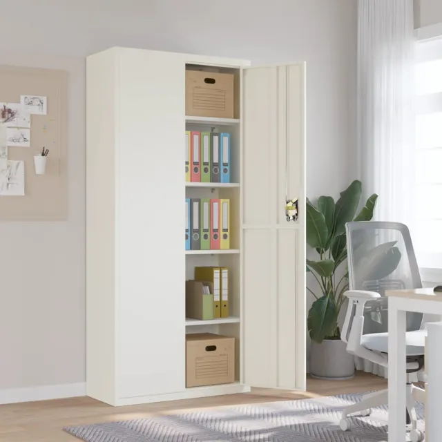 vidaXL Archiefkast 90x40x200 cm staal wit