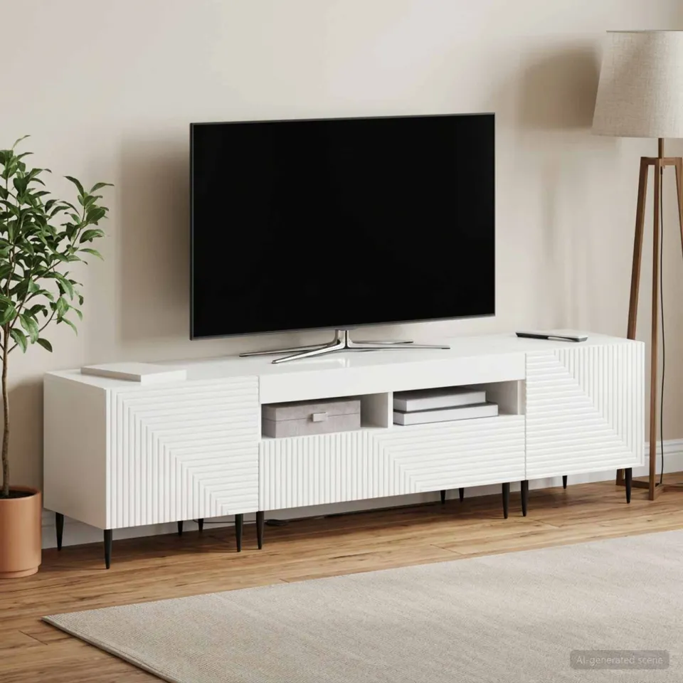 vidaXL 3-delige LED TV-kast Hoogglans Wit Bewerkt hout, foto 2