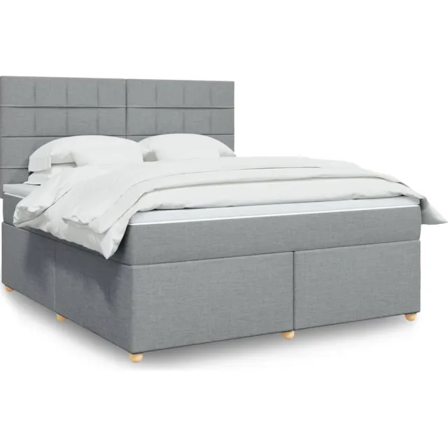 vidaXL Boxspring met matras stof lichtgrijs 180x200 cm grijs