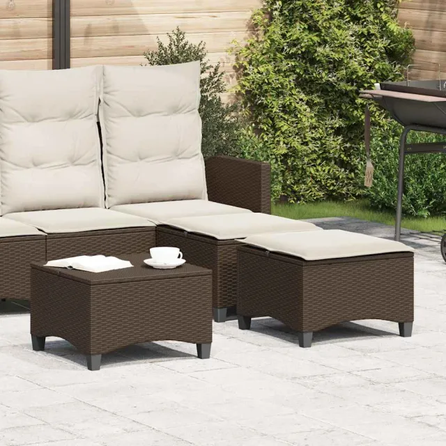 vidaXL Tuinkrukken met kussens 2 st 55x55x36 cm poly rattan bruin, foto 2