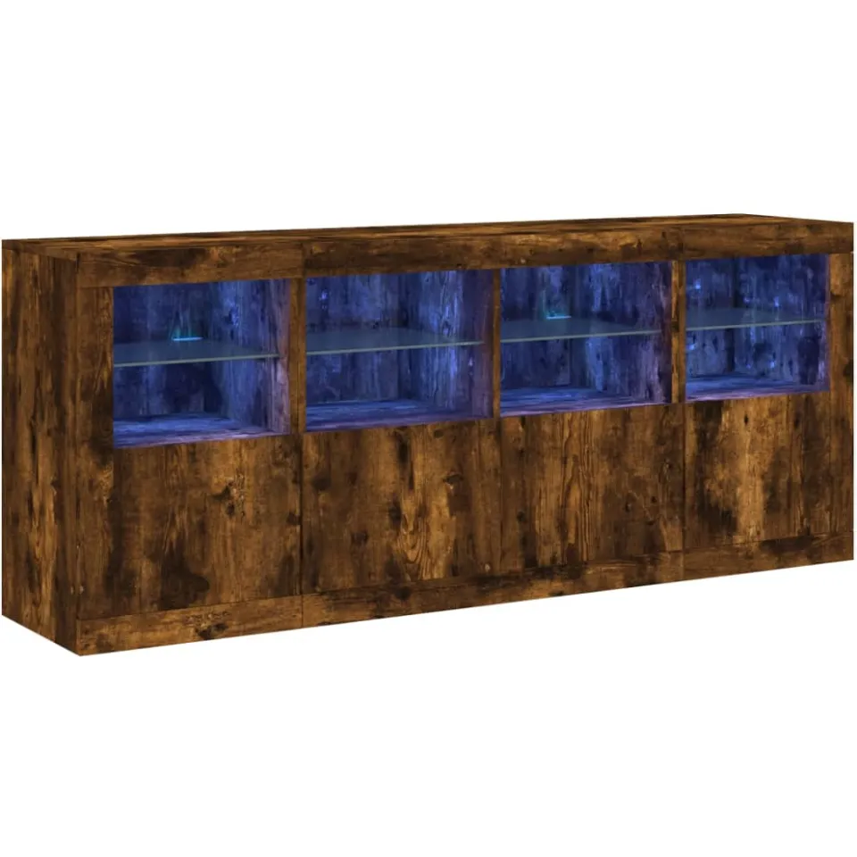 vidaXL Dressoir met LED-verlichting 163x37x67 cm gerookt eikenkleurig, foto 3