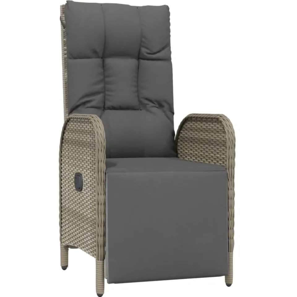 vidaXL 4-delige Tuinset met kussens poly rattan grijs, foto 4